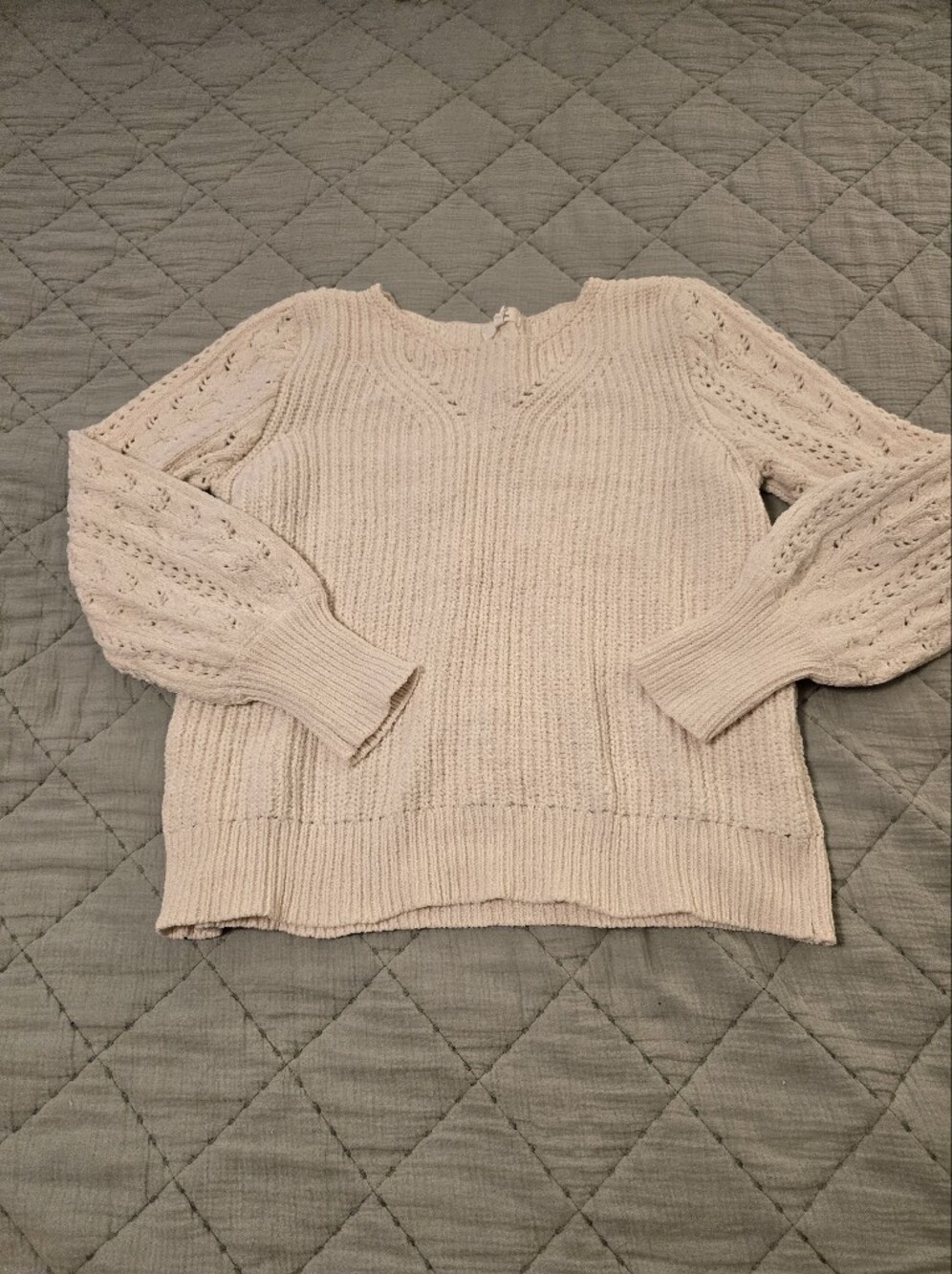 Maurices Chenille Cream Cable Knit Women's Sweater SZ M